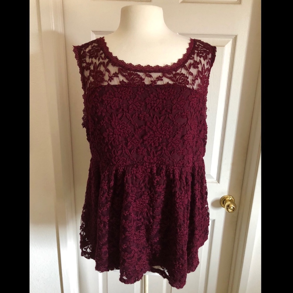 Torrid Burgundy Lace Blouse